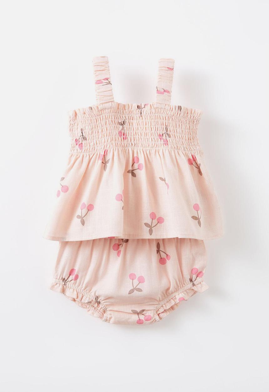 Cotton On - Gigi shirred top and bloomer set - pink pearl/summer cherries