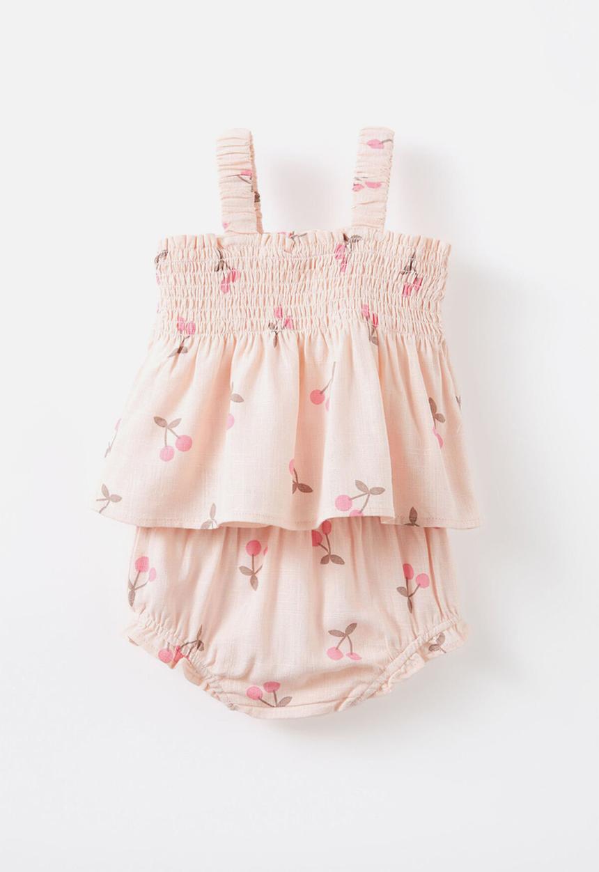 Cotton On - Gigi shirred top and bloomer set - pink pearl/summer cherries