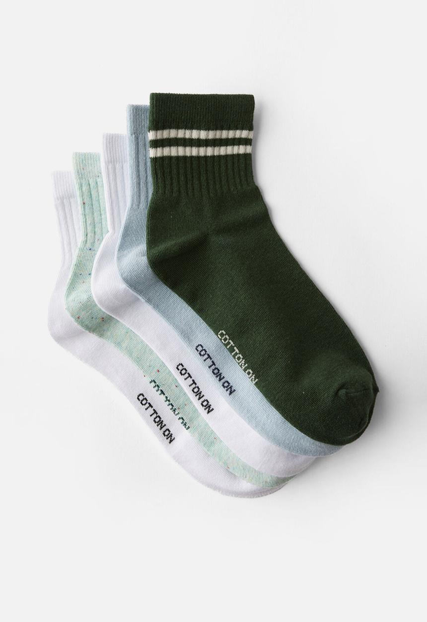 Rubi - 5 Pack Quarter Crew Sock - Multi