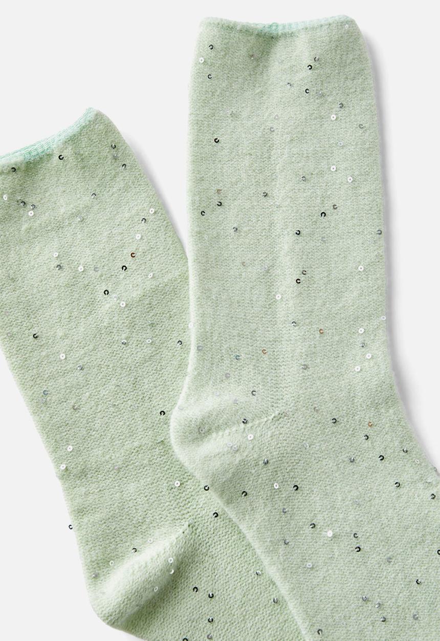 Rubi - Sequin Sparkle Crew Sock - Sage