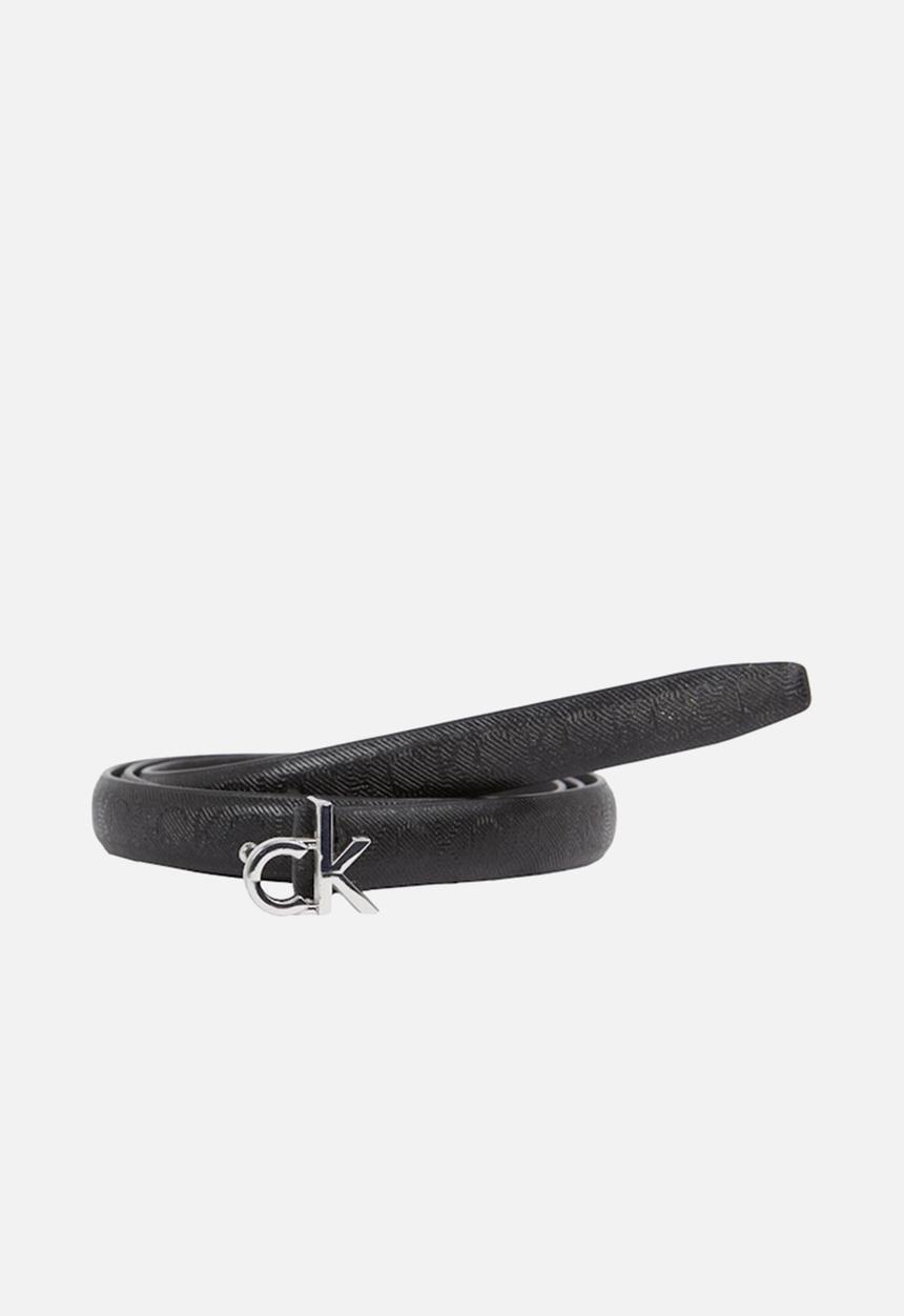 Calvin Klein - Ck buckle skinny belt 1.5_mono- ck black mono