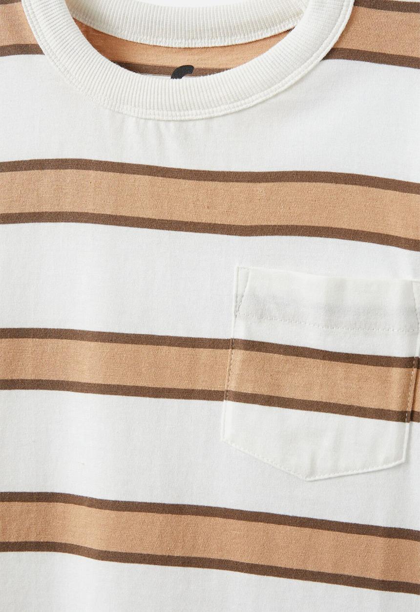 Cotton On - The Essential Short Sleeve Tee - Vanilla/Hot Choccy/Taupy Brown Stripe