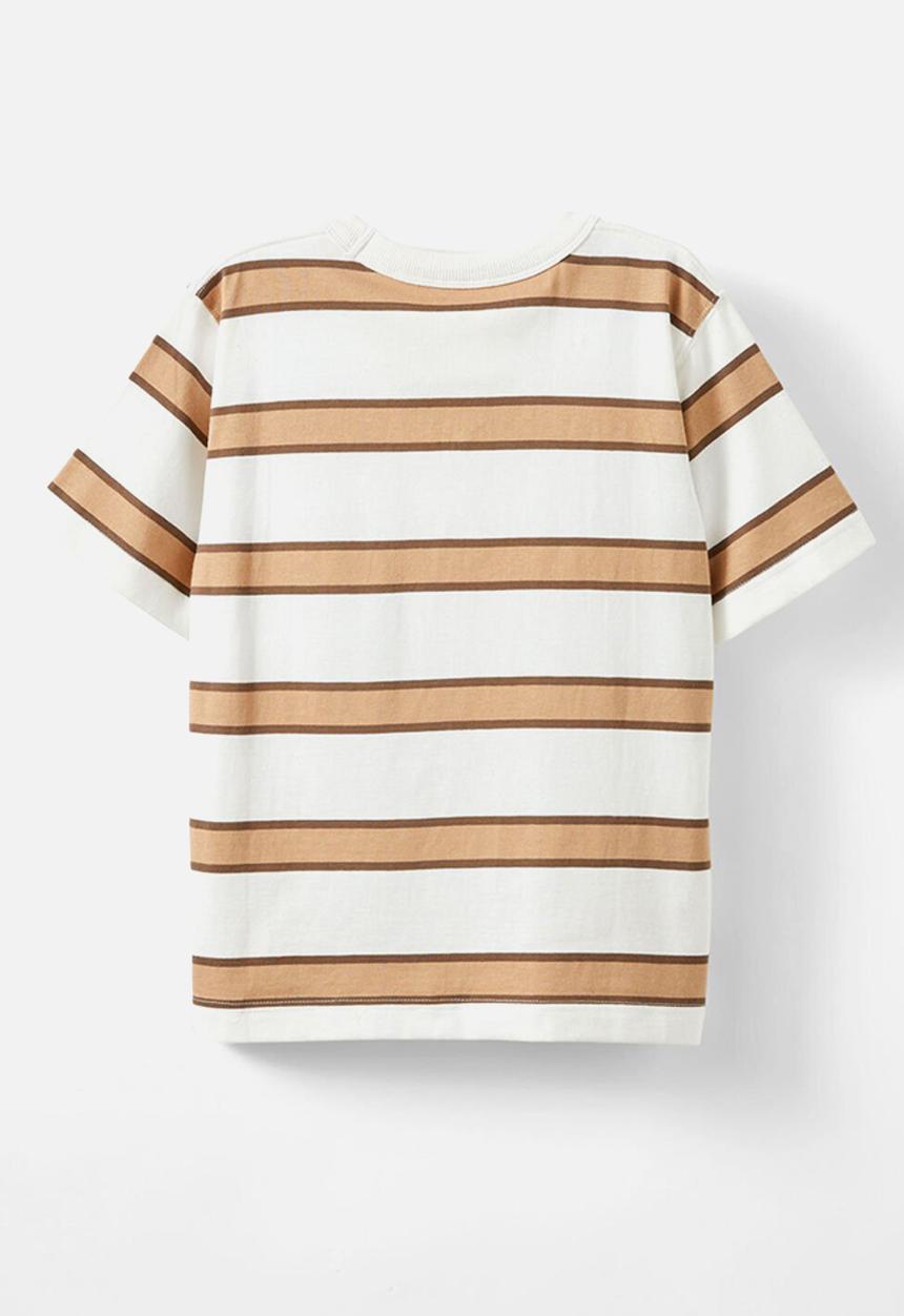 Cotton On - The Essential Short Sleeve Tee - Vanilla/Hot Choccy/Taupy Brown Stripe