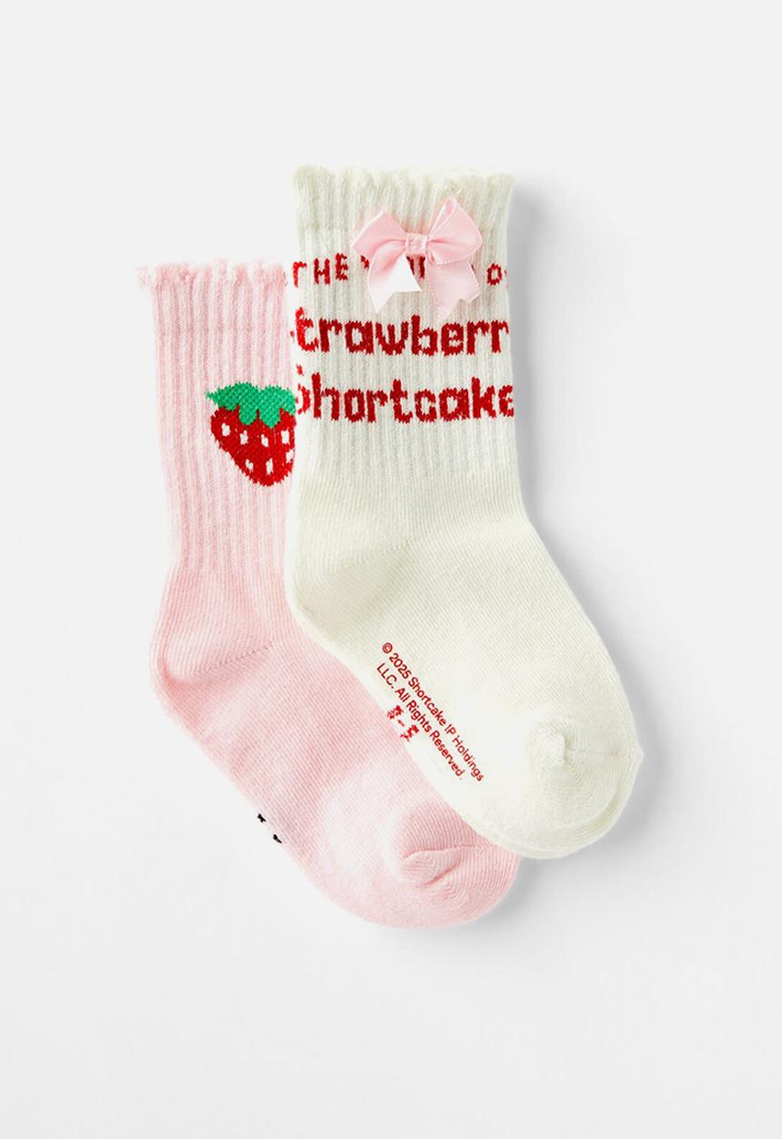Cotton On - 2 Pack Lcn Crew Sock - Lcn Ssc Vanilla/Strawberry Shortcake