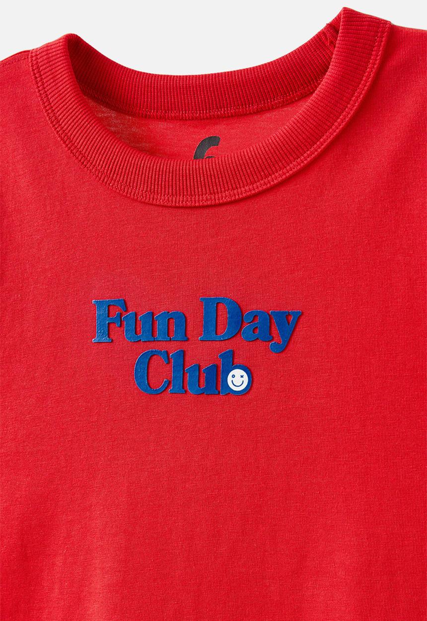 Cotton On - Jonny Short Sleeve Graphic Print Tee - Varsity Red/Fun Day Club Made For Play