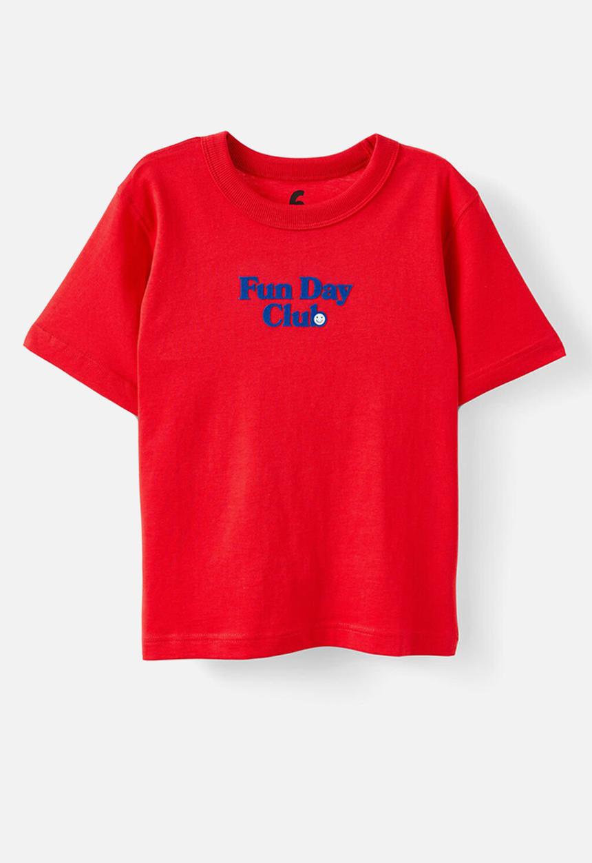 Cotton On - Jonny Short Sleeve Graphic Print Tee - Varsity Red/Fun Day Club Made For Play