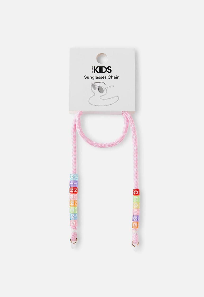 Cotton On - Kids Sunglasses Chain - Pink Rope/Choose Kindness