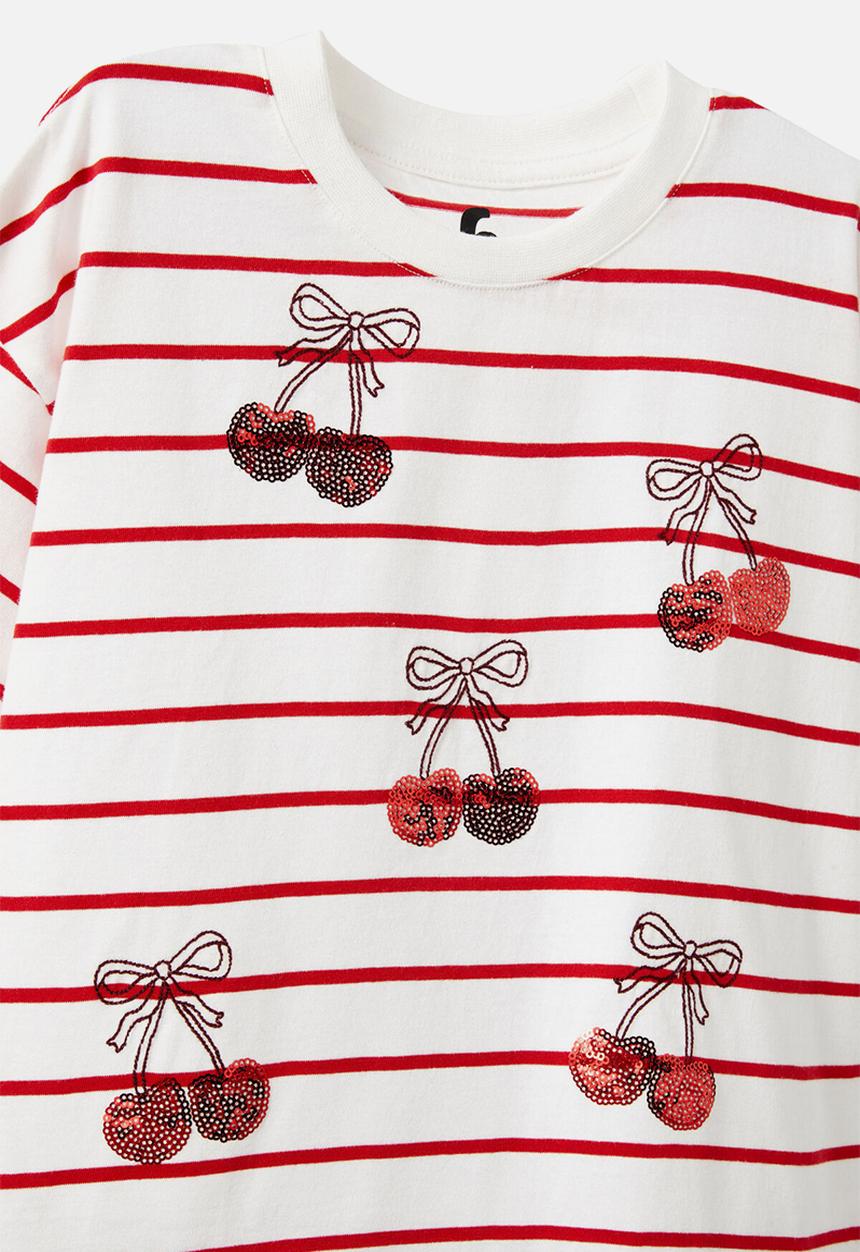 Cotton On - Livvy lux short sleeve tee - varsity red/vanilla cherry