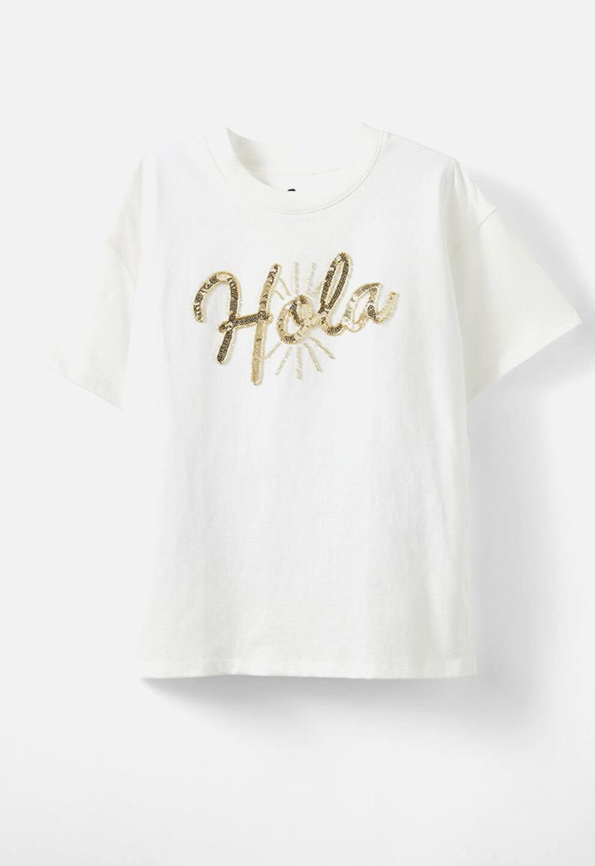 Cotton On - Livvy lux short sleeve tee - vanilla/hola