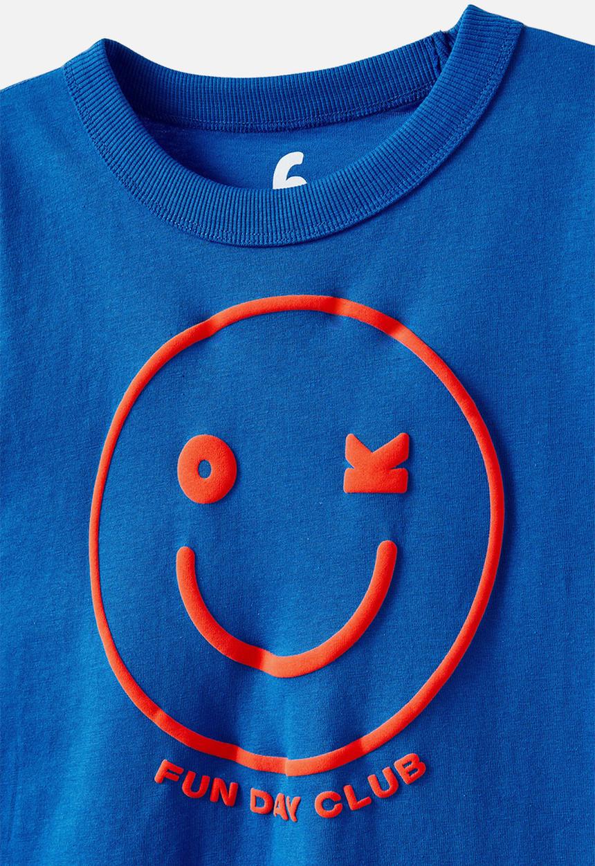 Cotton On - Jonny Short Sleeve Graphic Print Tee - Harbour Blue W/ Carrot Graphic/Funday Club Sm