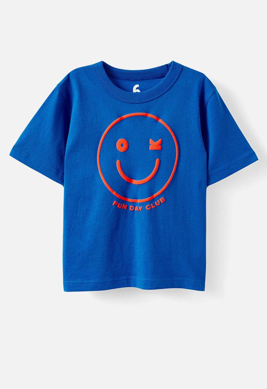 Cotton On - Jonny Short Sleeve Graphic Print Tee - Harbour Blue W/ Carrot Graphic/Funday Club Sm