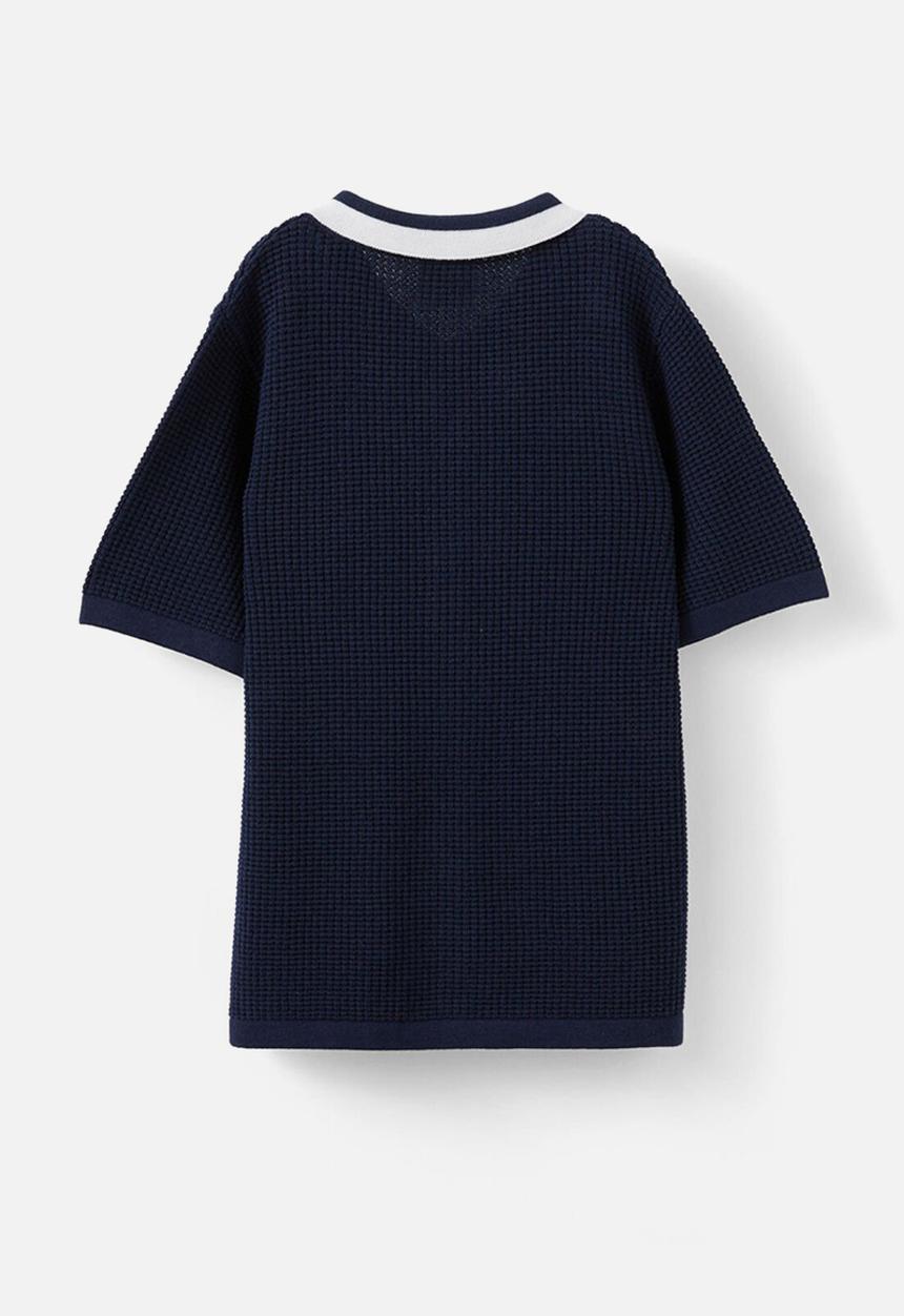 Cotton On - Knitted short sleeve shirt - squid ink/waffle