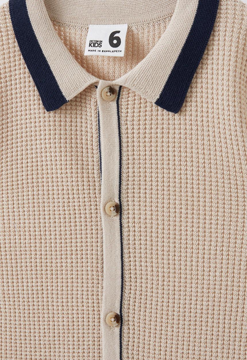 Cotton On - Knitted short sleeve shirt - rainy day/waffle