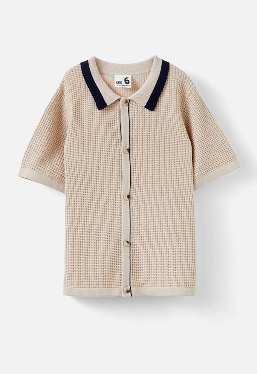 Cotton On - Knitted short sleeve shirt - rainy day/waffle