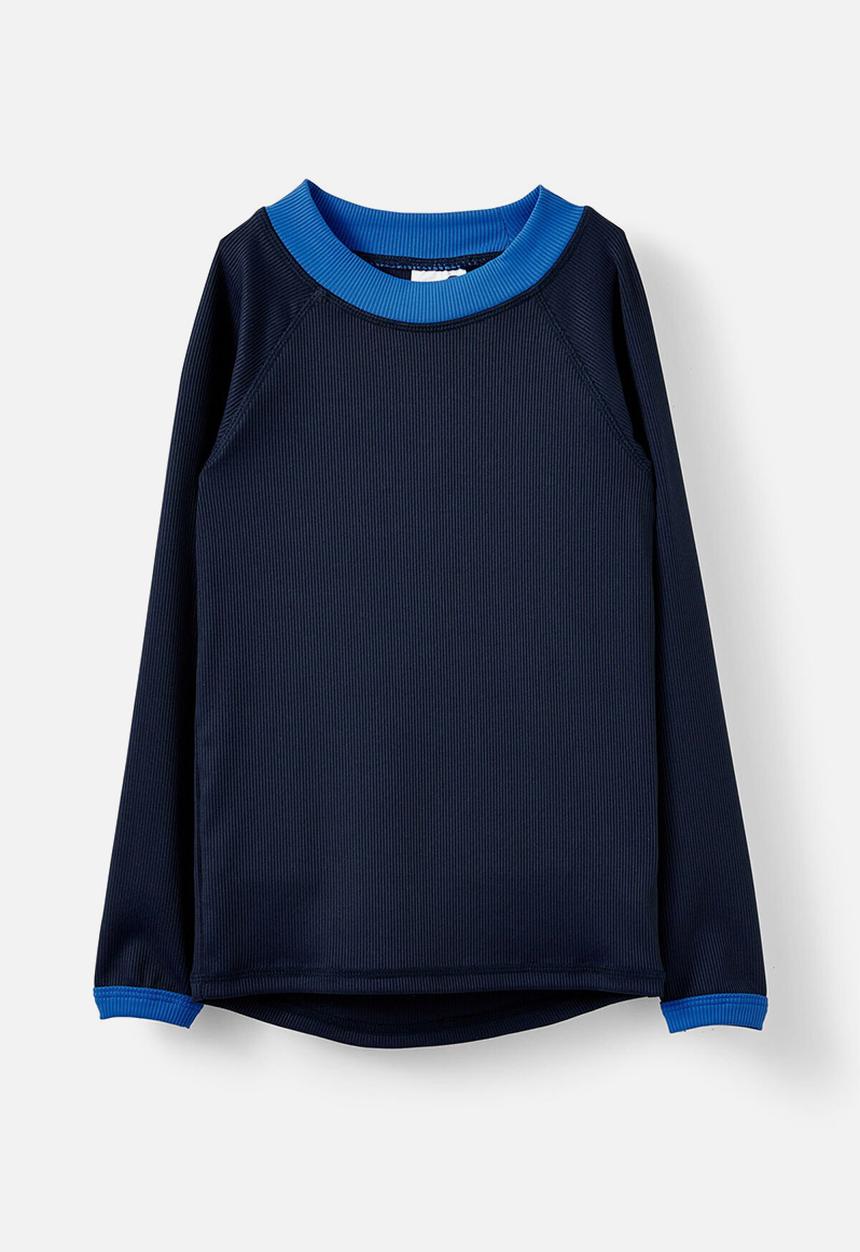 Cotton On - Flynn Long Sleeve Raglan Rash Vest - Squid Ink/Always Fresh