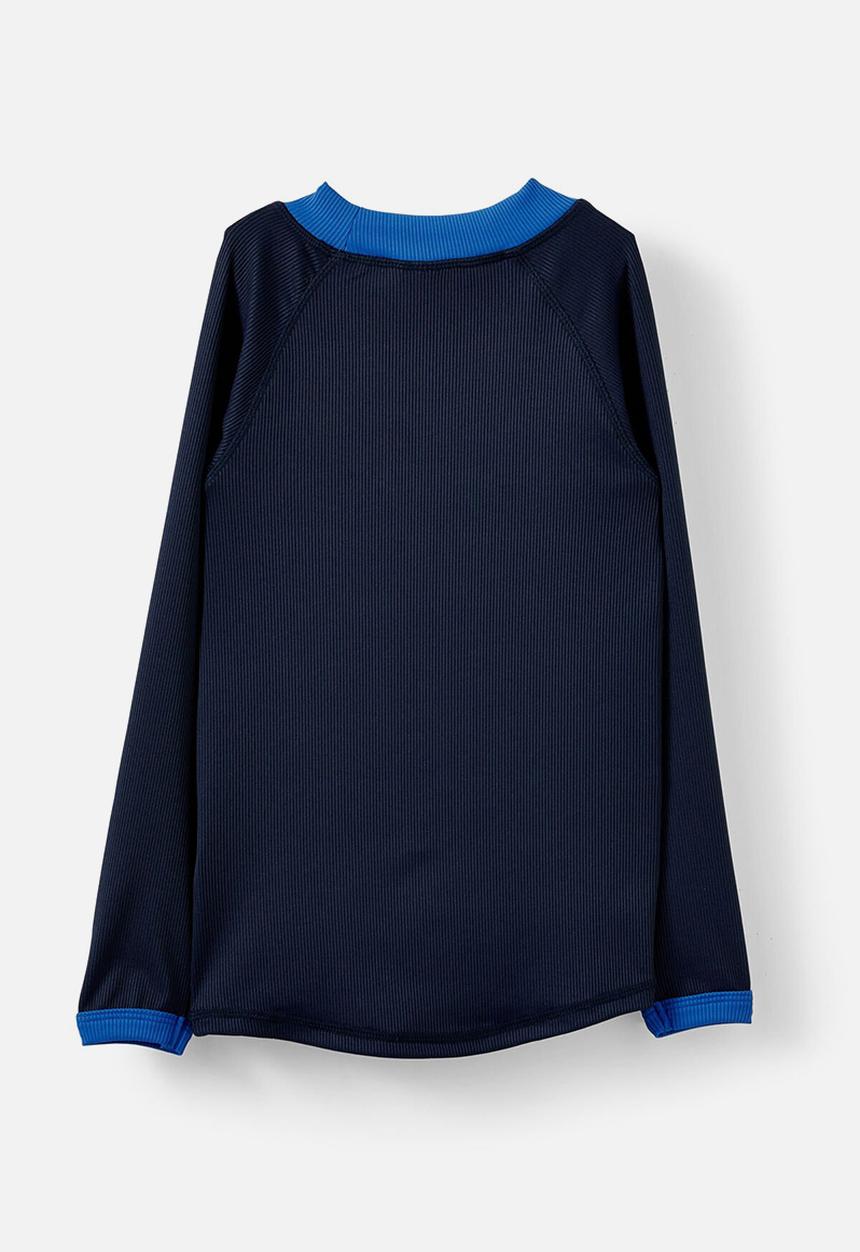 Cotton On - Flynn Long Sleeve Raglan Rash Vest - Squid Ink/Always Fresh