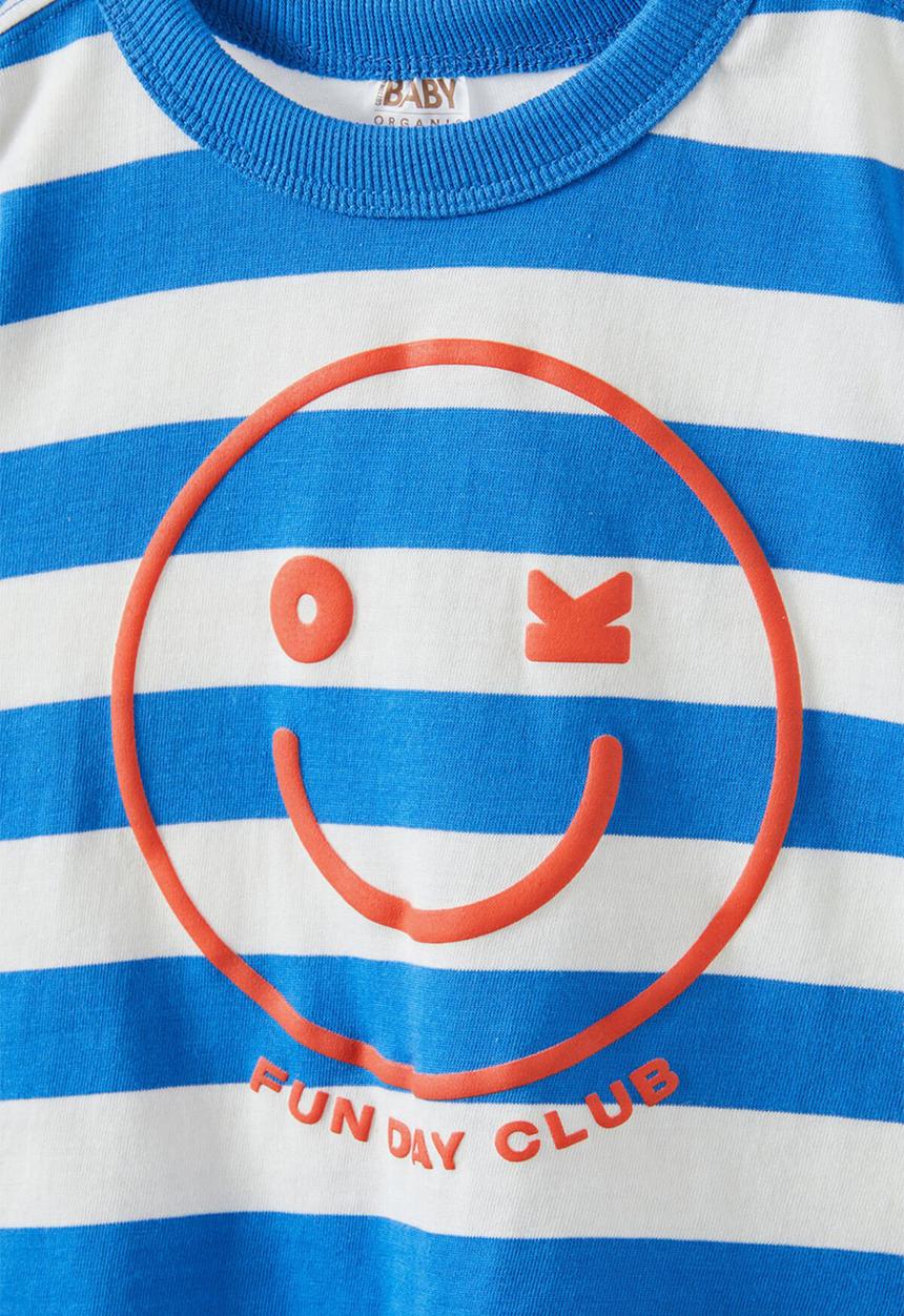 Cotton On - Bobbi short sleeve graphic tee - harbour blue stripe/fun day smile