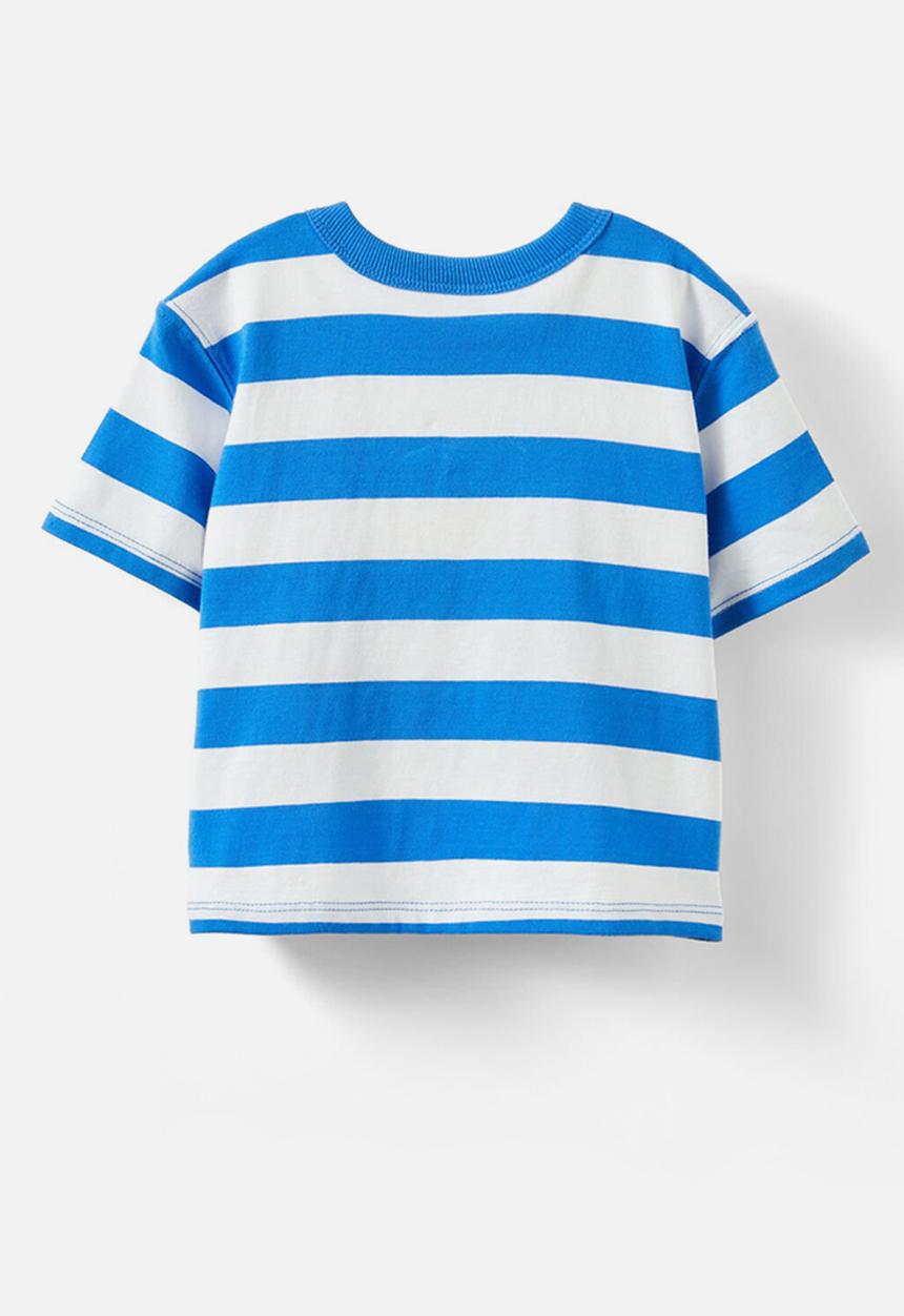 Cotton On - Bobbi short sleeve graphic tee - harbour blue stripe/fun day smile