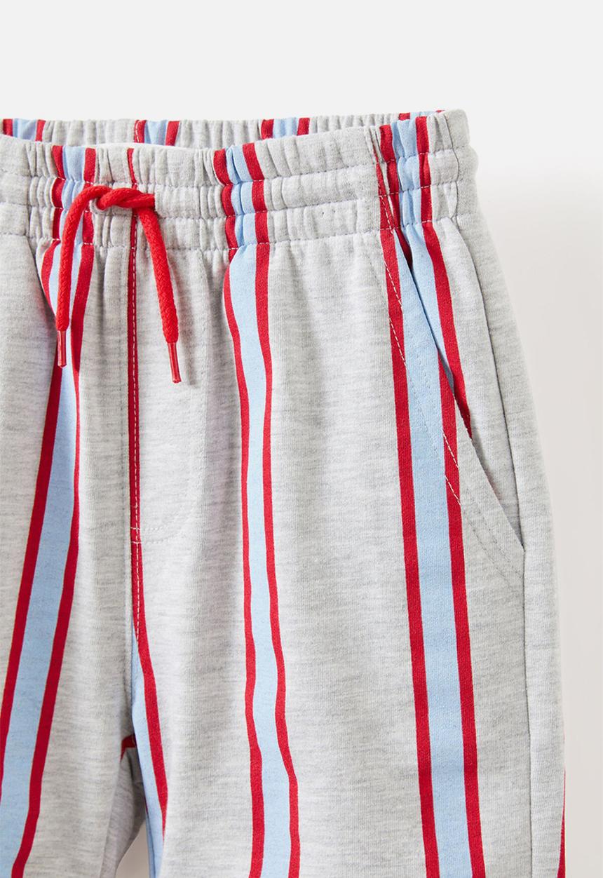 Cotton On - Henry Slouch Short - Fog Grey Marle/Dawn Blue/Varsity Red Stripe