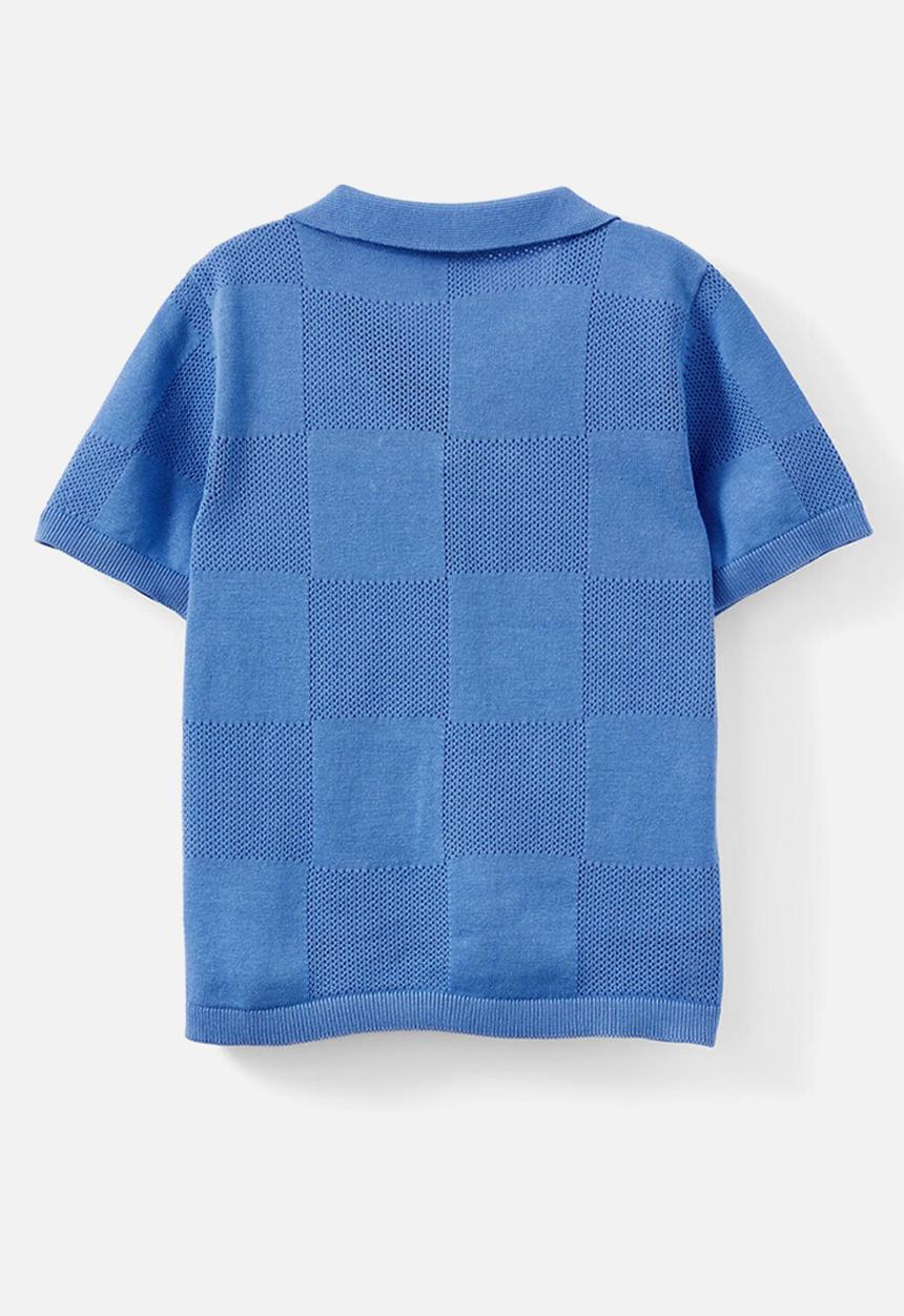 Cotton On - Knitted Short Sleeve Shirt - Deep Sea Blue