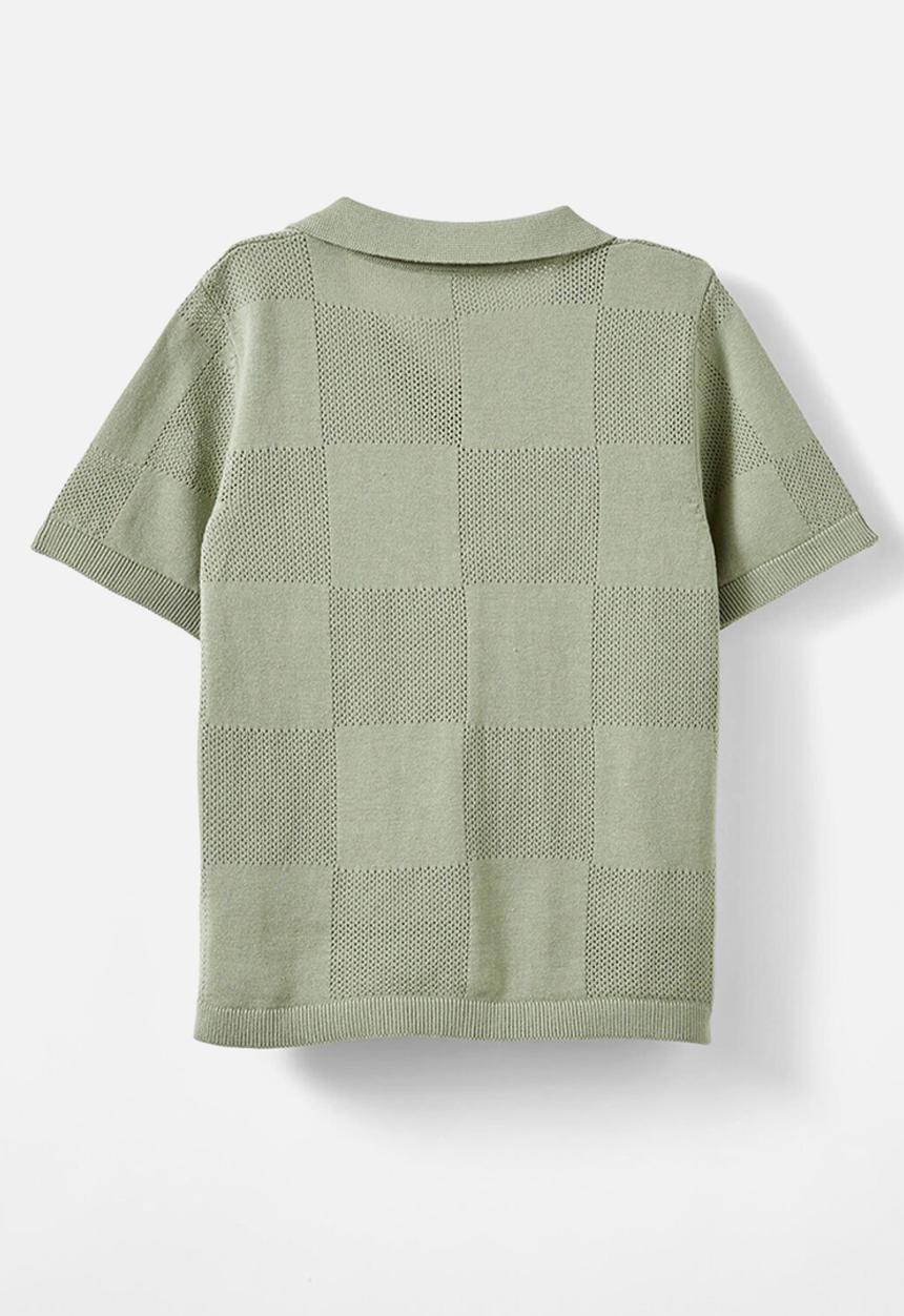 Cotton On - Knitted Short Sleeve Shirt - Deep Sage