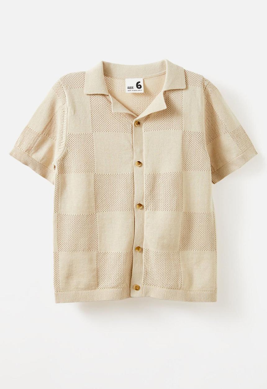 Cotton On - Knitted Short Sleeve Shirt - Rainy Day