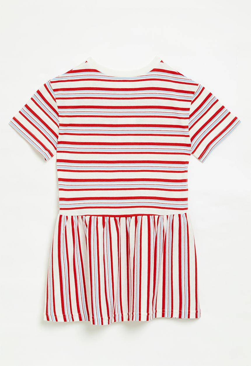 Cotton On - Willow short sleeve dress - vanilla/varisty red & dawn blue stripe