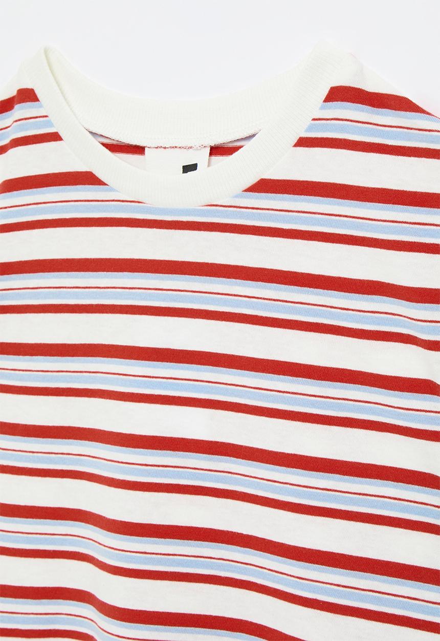Cotton On - Willow short sleeve dress - vanilla/varisty red & dawn blue stripe