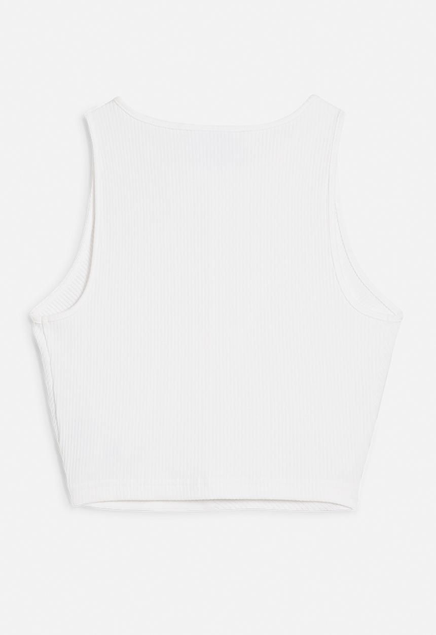 PUMA - Wardrobe Ess Ribbed Crop Top - White