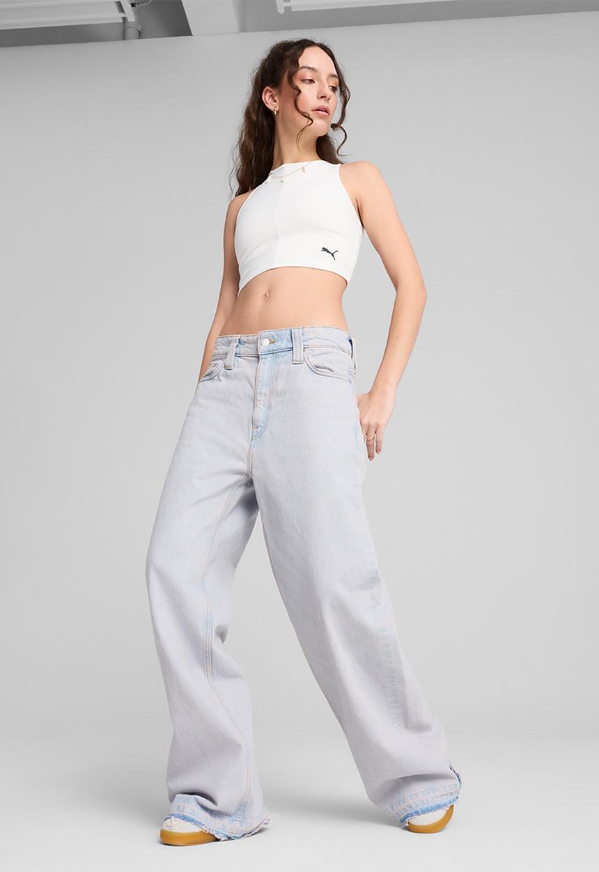 PUMA - Wardrobe Ess Ribbed Crop Top - White