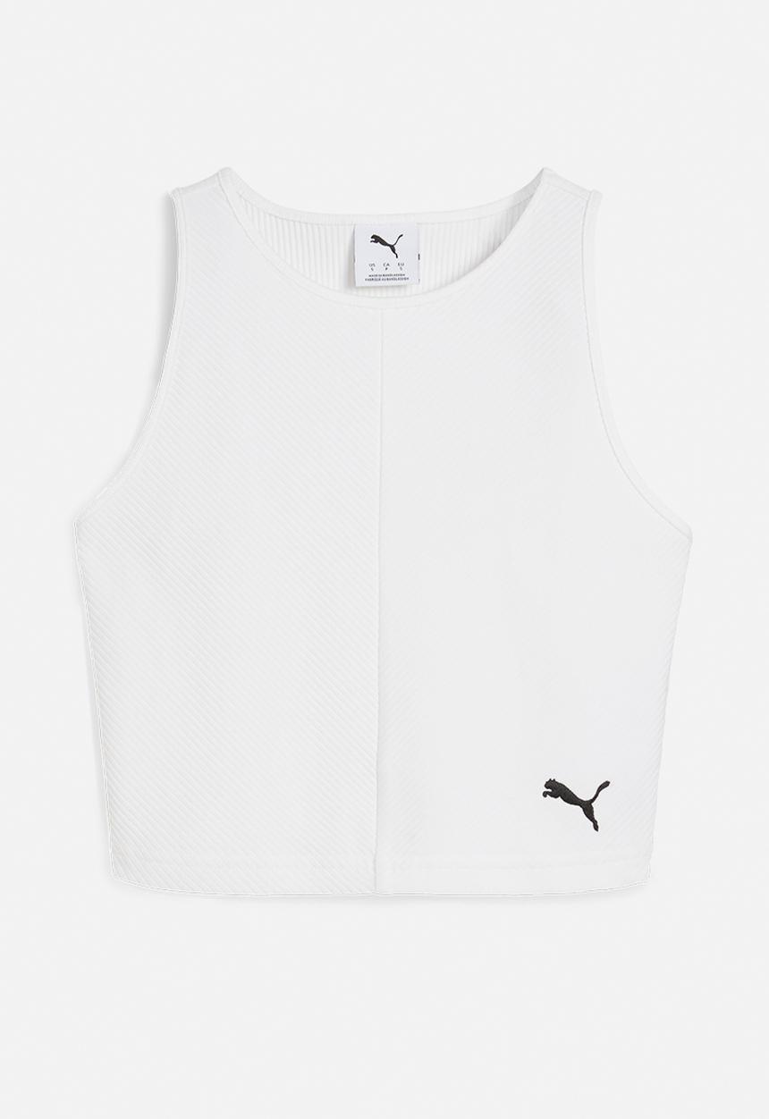 PUMA - Wardrobe Ess Ribbed Crop Top - White