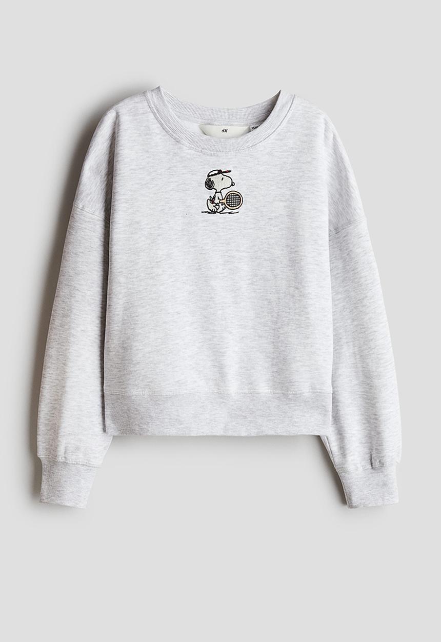 H&M - Print-motif sweatshirt - light grey/snoopy