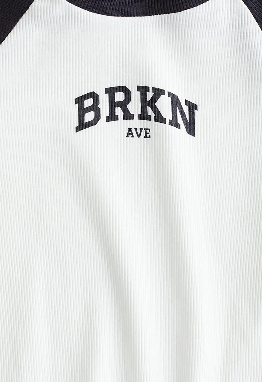 H&M - Ribbed cotton top - white/brkn ave 