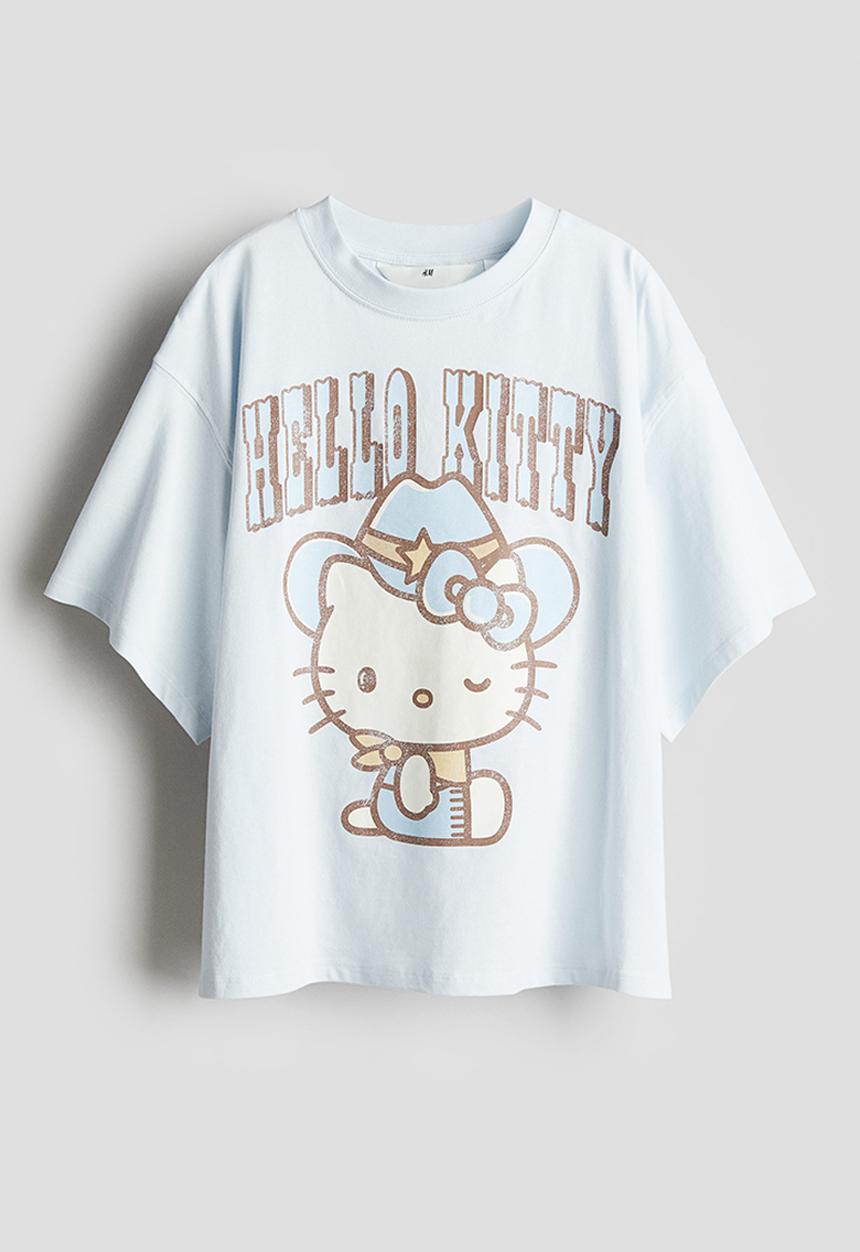 H&M - Printed cotton T-shirt - blue,multi
