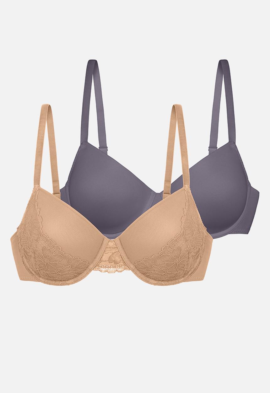 DORINA - Plus Curvy Melanie 2pack demi bra - beige/grey