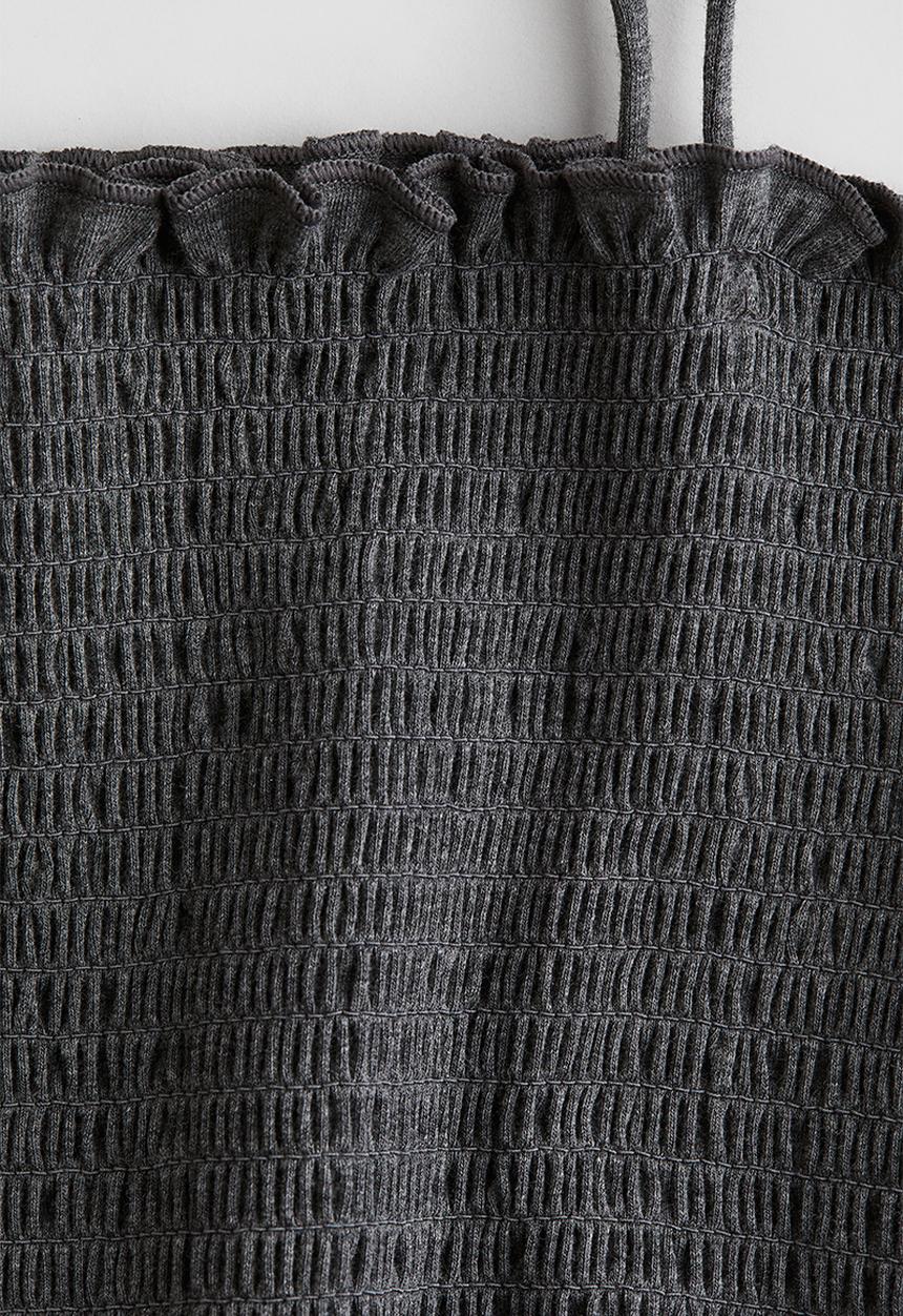 H&M - Smocked crop top - dark grey 