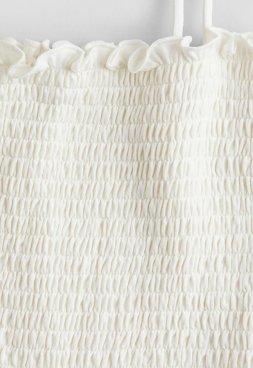 H&M - Smocked crop top - white