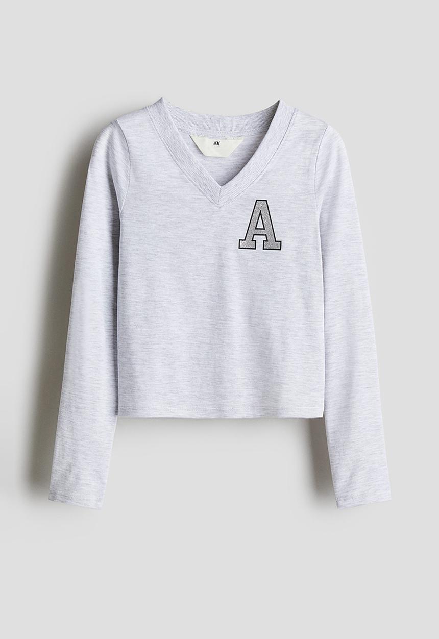 H&M - V-neck jersey top - light grey