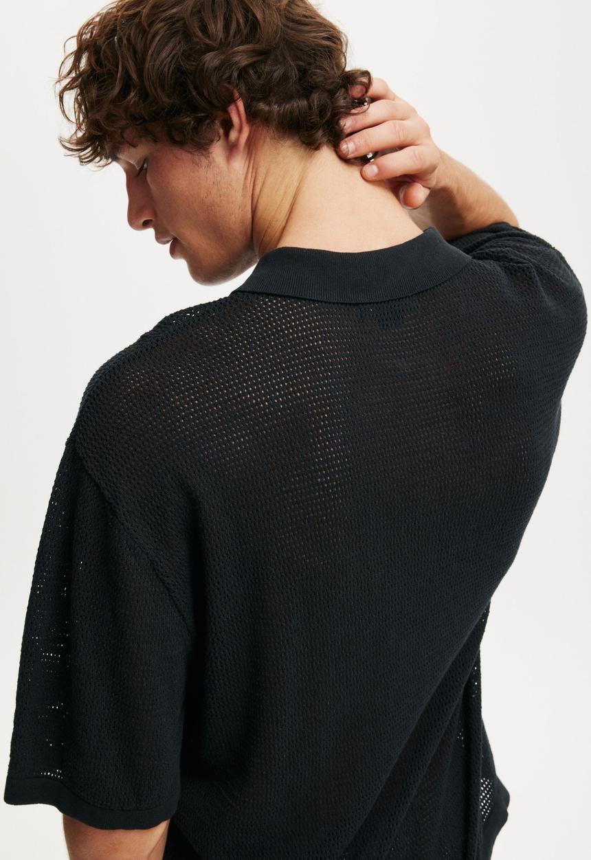 Cotton On - Knitted Polo - Black