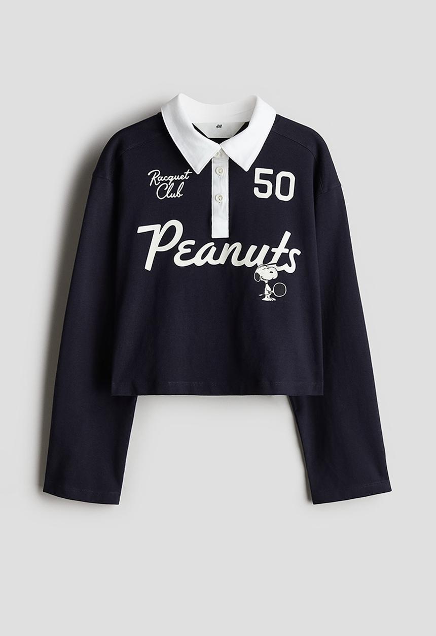 H&M - Cropped rugby shirt - blue,multi