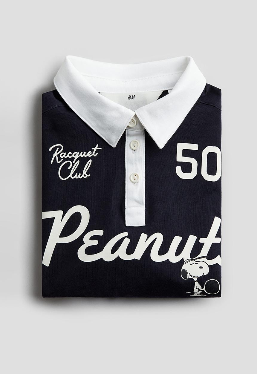 H&M - Cropped rugby shirt - blue,multi