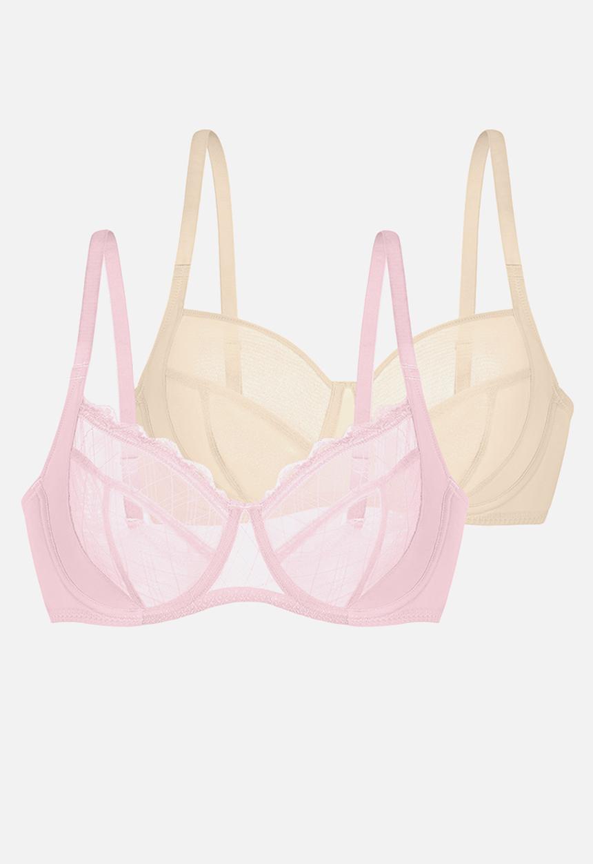 DORINA - Curve Imani 2 pack demi - pink/ivory
