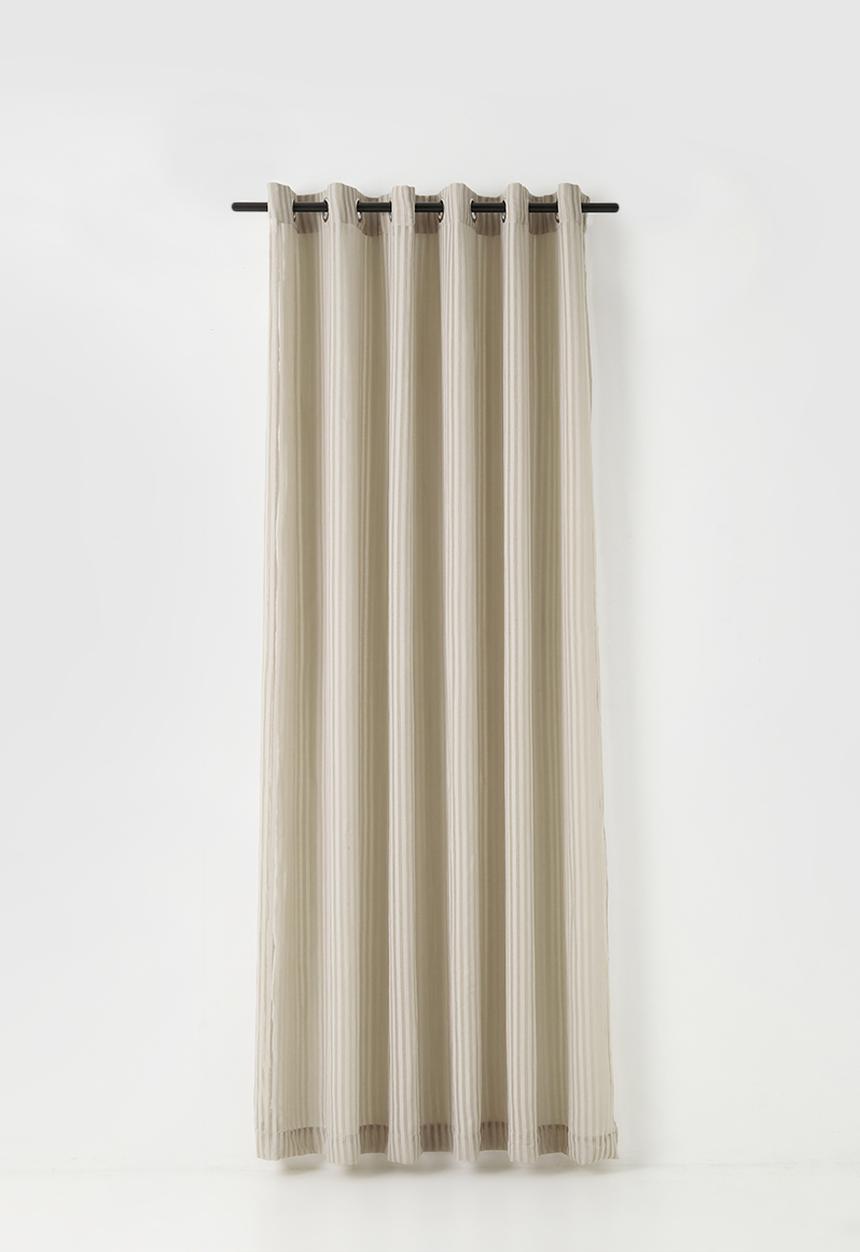 Sixth Floor - Chenille Stripe Eyelet Curtain - Taupe