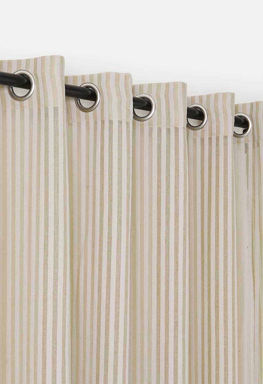 Sixth Floor - Chenille Stripe Eyelet Curtain - Taupe