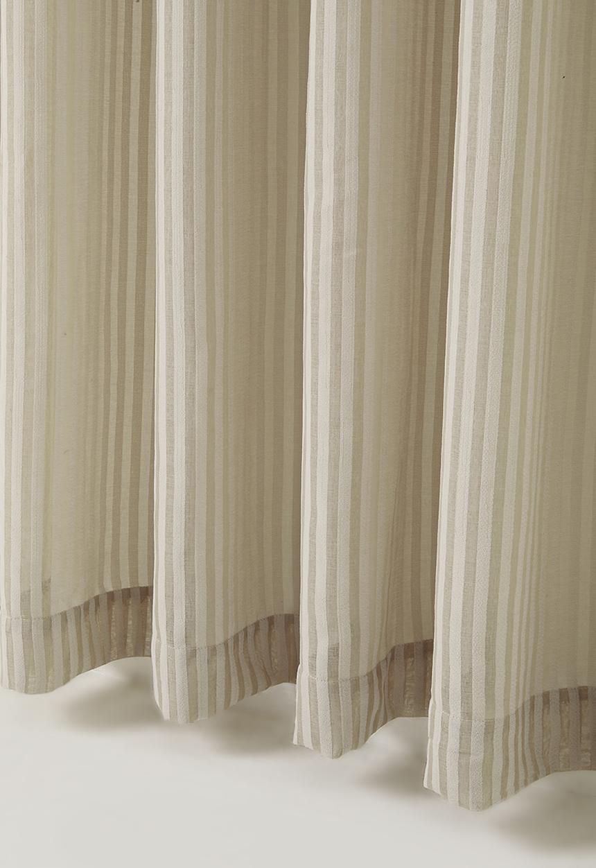 Sixth Floor - Chenille Stripe Eyelet Curtain - Taupe