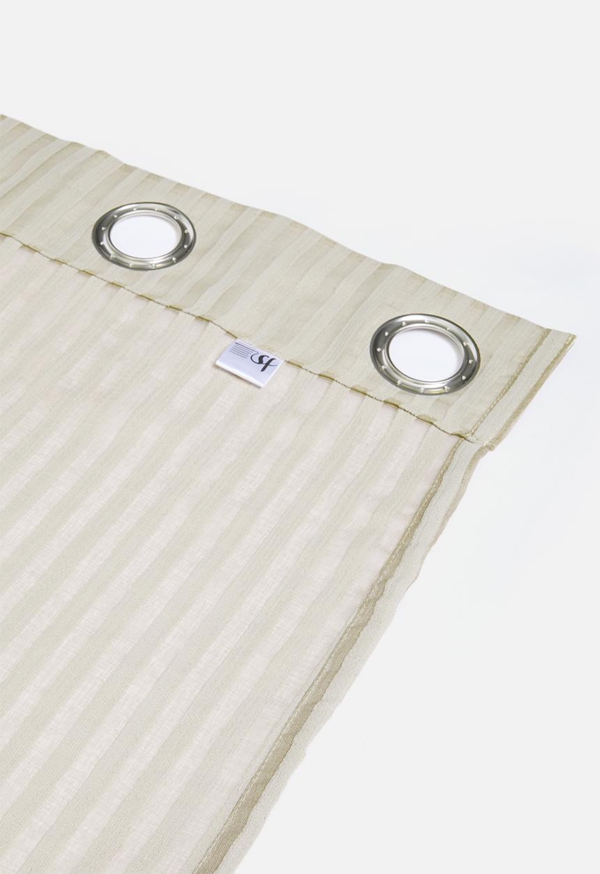 Sixth Floor - Chenille Stripe Eyelet Curtain - Taupe