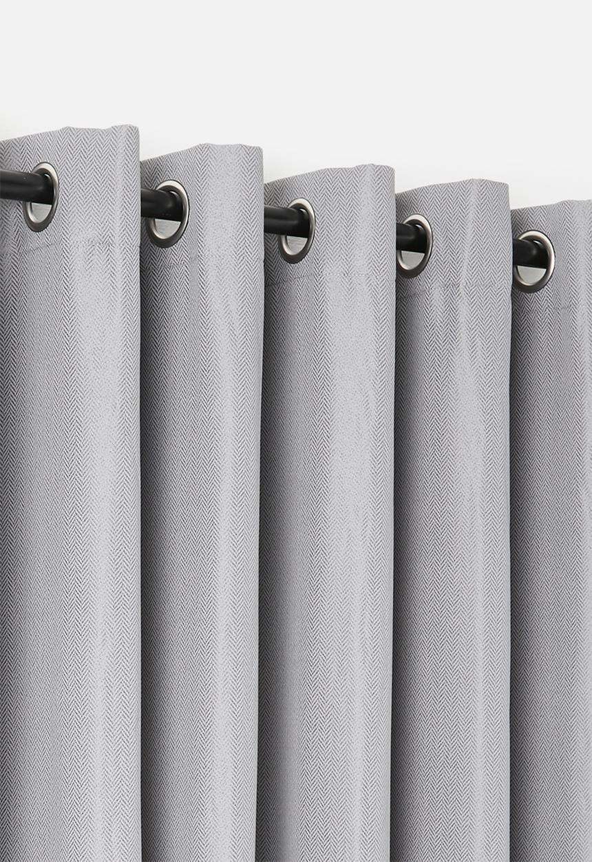 Sixth Floor - Herringbone Eyelet Curtain Lined  - Grey