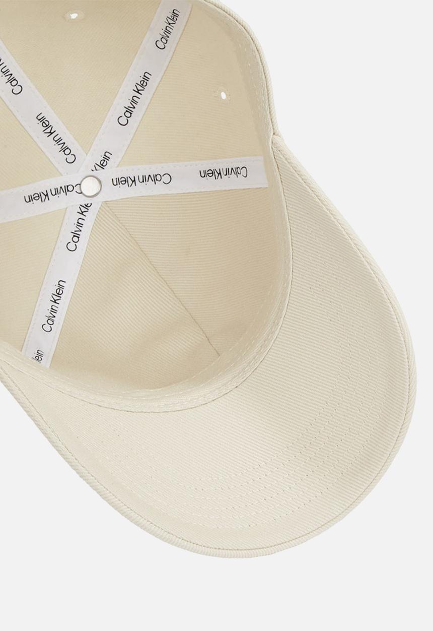 Calvin Klein - 6 Panel Small Monogram Cap - Bone White Tonal Logo