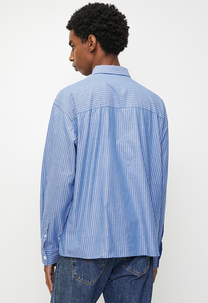 Cotton On - Hampton Long Sleeve Shirt - Blue Oxford Stripe