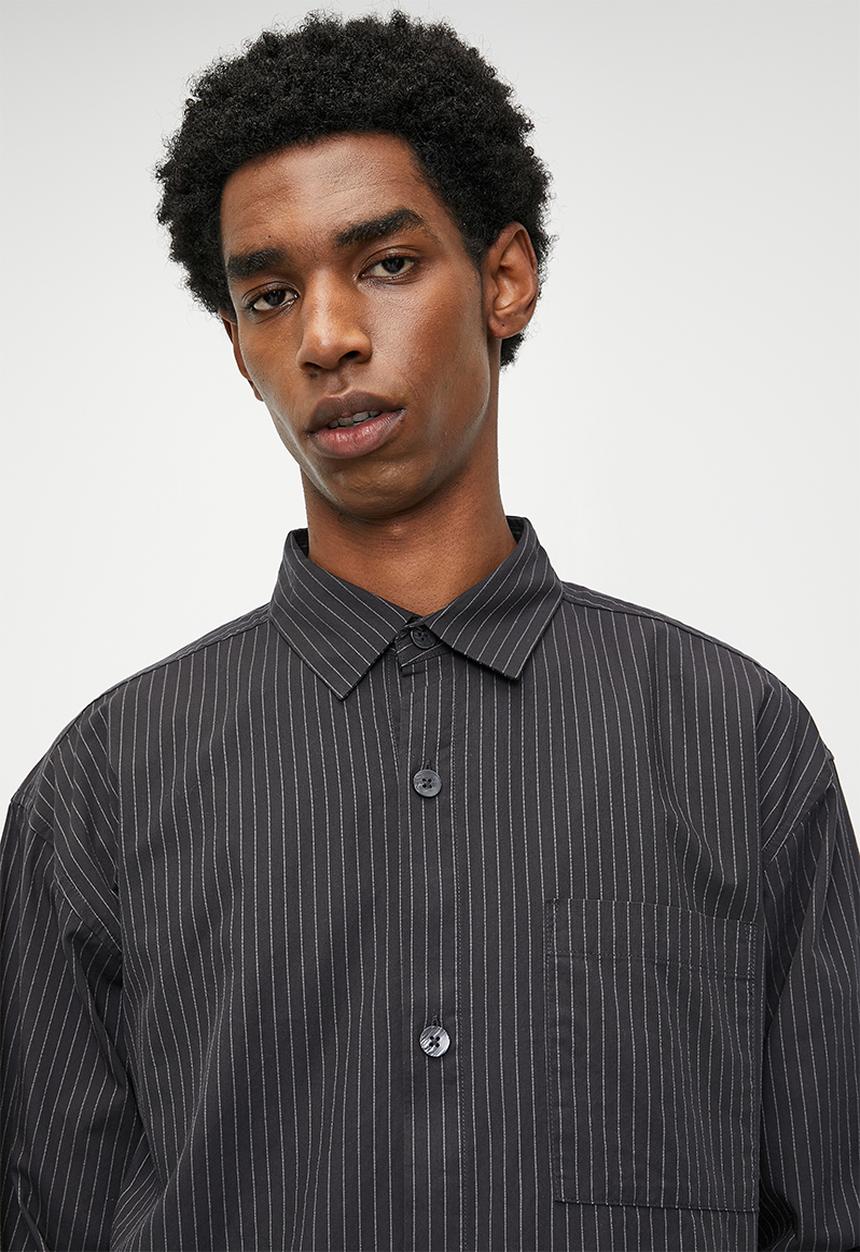 Cotton On - Hampton Long Sleeve Shirt - Grey Oxford Stripe